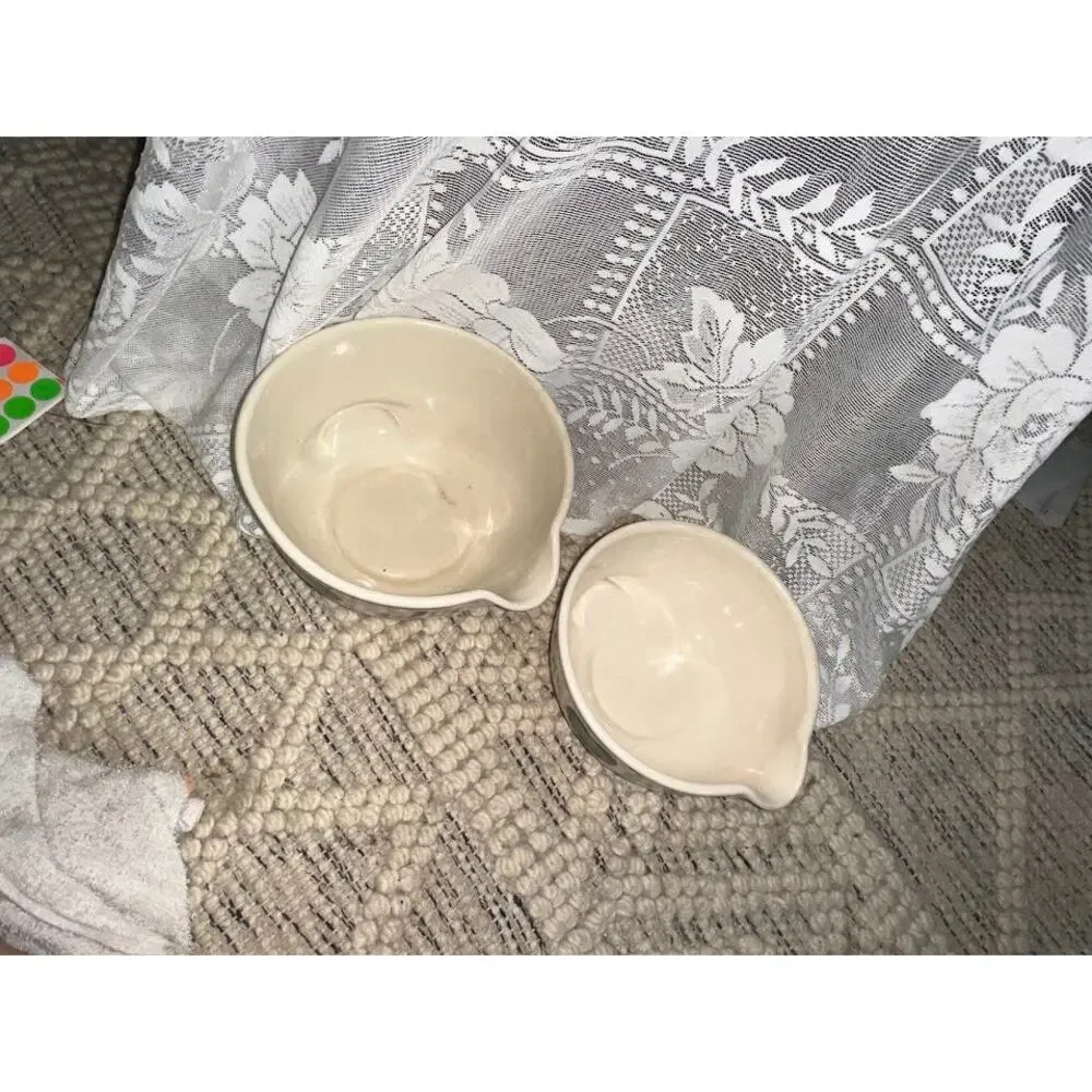 Vintage Green Heart Nesting Mixing Bowls, Set of 2 Country Cottage Kitchen